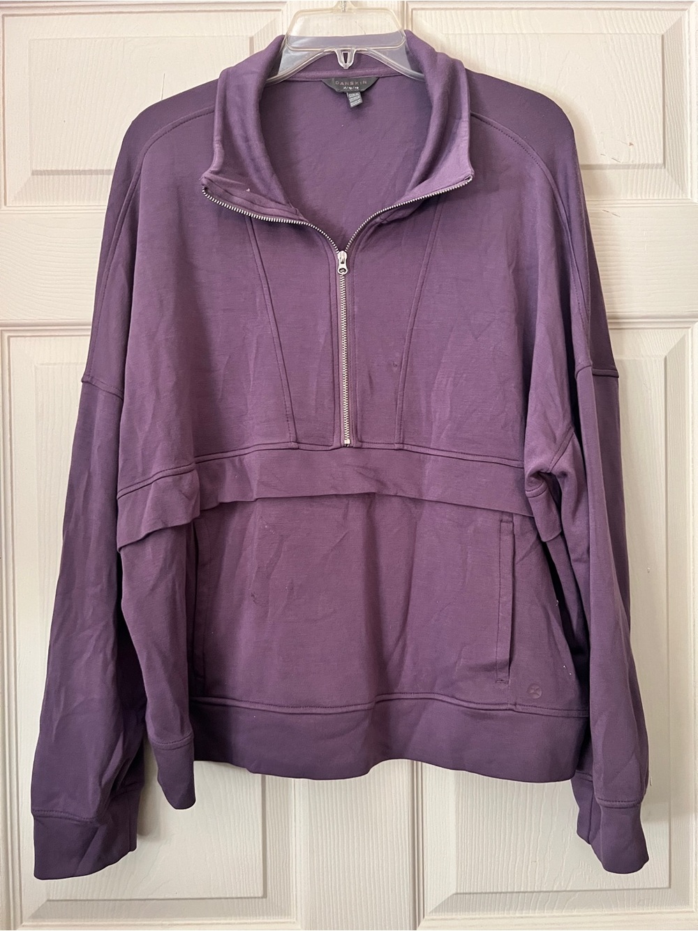 Danskin Purple Half-Zip Cowl Pullover